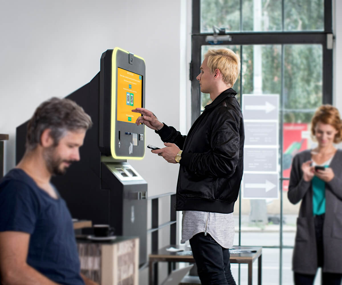 Person using kiosk system
